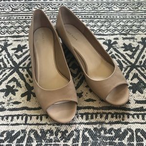 Cole Hann Nude, Peep Toe Wedge Heels